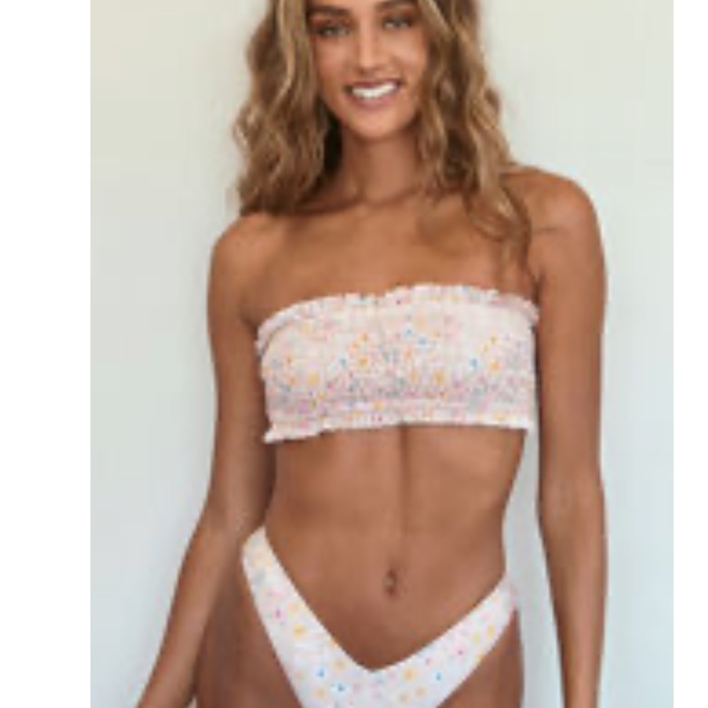 NWT SOLD OUT Loverbird Brid Smocked Bandeau Bikini Top